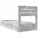 vidaXL Tárolós Ágy fiókkal Beton Szürke 90 x 190 cm Szerelt Fa