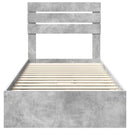 vidaXL Tárolós Ágy fejtámlával Beton Szürke 90 x 190 cm Faanyag