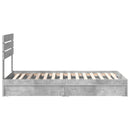 vidaXL Tárolós Ágy fejtámlával Beton Szürke 90 x 190 cm Faanyag