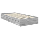 vidaXL Tárolós Ágy fiókkal Szürke Sonoma 90 x 190 cm Szerelt Fa