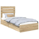 vidaXL Tárolós Ágy fejtámlával Sonoma tölgy 75 x 190 cm Faanyag