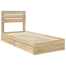 vidaXL Tárolós Ágy fejtámlával Sonoma tölgy 75 x 190 cm Faanyag