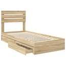 vidaXL Tárolós Ágy fejtámlával Sonoma tölgy 75 x 190 cm Faanyag