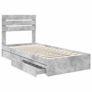 vidaXL Tárolós Ágy fejtámlával Beton Szürke 70 x 190 cm Faanyag
