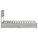 vidaXL Tárolós Ágy fejtámlával Szürke Sonoma 75 x 190 cm Faanyag