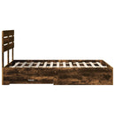 vidaXL Ágykeret fejtámlával fiókkal Füstölt tölgy 135 x 190 cm Faanyag