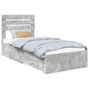 vidaXL Ágykeret fejtámlával Beton szürke és ezüst 70 x 190 cm Faanyag
