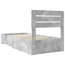vidaXL Ágykeret fejtámlával Beton szürke és ezüst 70 x 190 cm Faanyag