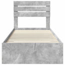 vidaXL Ágykeret fejtámlával Beton szürke és ezüst 70 x 190 cm Faanyag