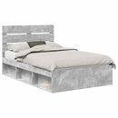 vidaXL Ágykeret fejtámlával Beton Szürke 135 x 190 cm Tömör fenyőfa