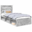 vidaXL Ágykeret fejtámlával Beton Szürke 90 x 190 cm Tömör fenyőfa