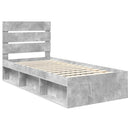vidaXL Ágykeret fejtámlával Beton Szürke 90 x 190 cm Tömör fenyőfa