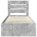 vidaXL Ágykeret fejtámlával Beton Szürke 90 x 190 cm Tömör fenyőfa