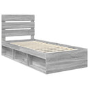 vidaXL Ágykeret fejtámlával Szürke Sonoma 75 x 190 cm Tömör fenyőfa