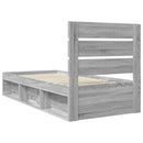 vidaXL Ágykeret fejtámlával Szürke Sonoma 75 x 190 cm Tömör fenyőfa