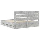 vidaXL Ágykeret fiókkal tárolóval Beton Szürke 200 x 200 cm Mérnöki Fa