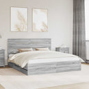 vidaXL Ágykeret fiókkal Szürke Sonoma 200 x 200 cm Mérnöki Fa