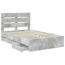 vidaXL Ágykeret fiókkal tárolóval Beton Szürke 135 x 190 cm Mérnöki Fa