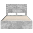 vidaXL Ágykeret fiókkal tárolóval Beton Szürke 135 x 190 cm Mérnöki Fa