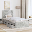 vidaXL Ágykeret fiókkal tárolóval Beton Szürke 90 x 200 cm Mérnöki Fa