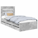 vidaXL Ágykeret fiókkal tárolóval Beton Szürke 90 x 200 cm Mérnöki Fa