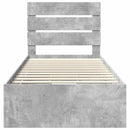 vidaXL Ágykeret fiókkal tárolóval Beton Szürke 90 x 200 cm Mérnöki Fa