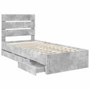 vidaXL Ágykeret fiókkal tárolóval Beton Szürke 90 x 190 cm Mérnöki Fa