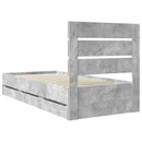 vidaXL Ágykeret fiókkal tárolóval Beton Szürke 90 x 190 cm Mérnöki Fa