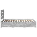 vidaXL Ágykeret fiókkal tárolóval Beton Szürke 90 x 190 cm Mérnöki Fa