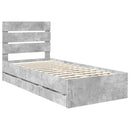 vidaXL Ágykeret fiókkal tárolóval Beton Szürke 75 x 190 cm Mérnöki Fa