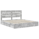 vidaXL Tárolós Ágy fejtámlával Beton Szürke 200 x 200 cm Faanyag