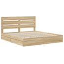 vidaXL Tárolós Ágy fejtámlával Sonoma tölgy 180 x 200 cm Faanyag