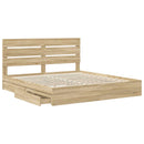 vidaXL Tárolós Ágy fejtámlával Sonoma tölgy 180 x 200 cm Faanyag