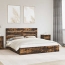 vidaXL Tárolós Ágy fejtámlával Füstölt tölgy 180 x 200 cm Faanyag