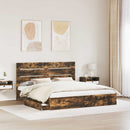 vidaXL Tárolós Ágy fejtámlával Füstölt tölgy 180 x 200 cm Faanyag