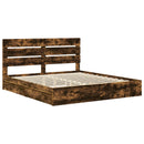 vidaXL Tárolós Ágy fejtámlával Füstölt tölgy 180 x 200 cm Faanyag