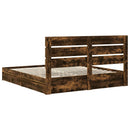 vidaXL Tárolós Ágy fejtámlával Füstölt tölgy 180 x 200 cm Faanyag