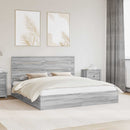 vidaXL Tárolós Ágy fejtámlával Szürke Sonoma 180 x 200 cm Faanyag