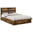 vidaXL Tárolós Ágy fejtámlával Füstölt tölgy 160 x 200 cm Faanyag