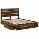 vidaXL Tárolós Ágy fejtámlával Füstölt tölgy 160 x 200 cm Faanyag