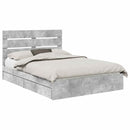 vidaXL Tárolós Ágy fejtámlával Beton Szürke 150 x 200 cm Faanyag