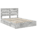 vidaXL Tárolós Ágy fejtámlával Beton Szürke 150 x 200 cm Faanyag