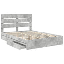 vidaXL Tárolós Ágy fejtámlával Beton Szürke 150 x 200 cm Faanyag