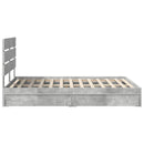 vidaXL Tárolós Ágy fejtámlával Beton Szürke 150 x 200 cm Faanyag