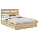 vidaXL Tárolós Ágy fejtámlával Sonoma tölgy 140 x 190 cm Faanyag