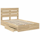 vidaXL Tárolós Ágy fejtámlával Sonoma tölgy 135 x 190 cm Faanyag