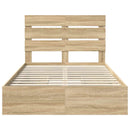 vidaXL Tárolós Ágy fejtámlával Sonoma tölgy 135 x 190 cm Faanyag
