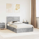 vidaXL Tárolós Ágy fiókkal Beton Szürke 135 x 190 cm Szerelt Fa