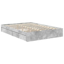 vidaXL Tárolós Ágy fiókkal Beton Szürke 135 x 190 cm Szerelt Fa