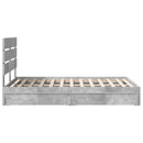 vidaXL Tárolós Ágy fejtámlával Beton Szürke 135 x 190 cm Faanyag